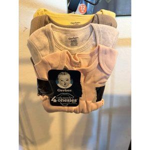 Gerber Long Sleeve 4-Pack Onesies For Babies Size 12M